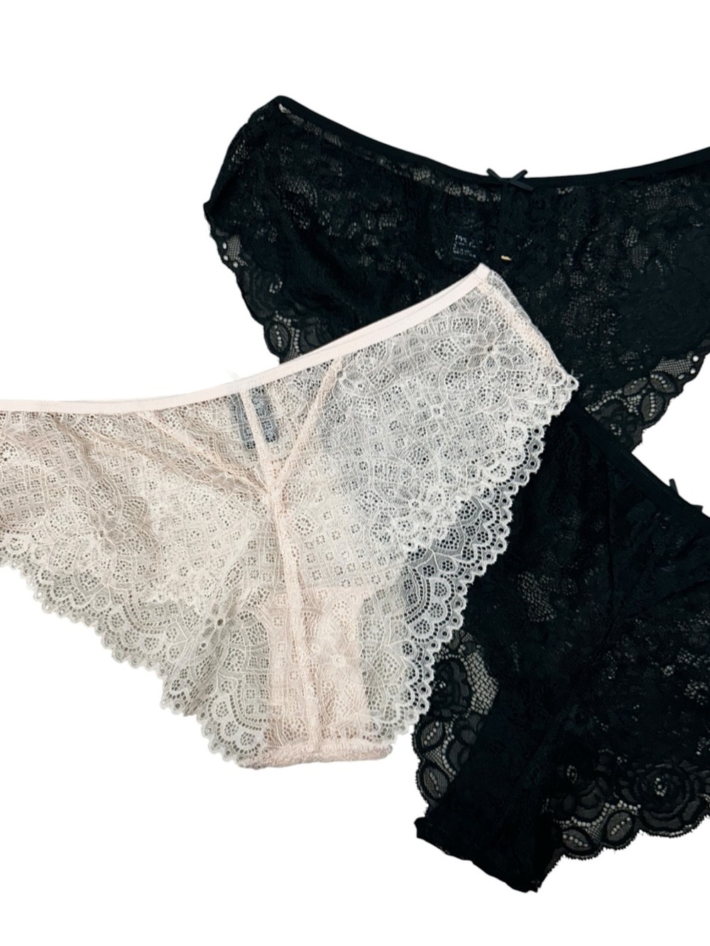 Free Press Lace Bikini Panty Lot Size M Black Ivory Floral Lace Underwear 3 Pack - Picture 4 of 8
